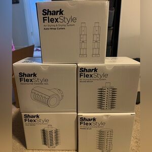 Shark Flexstyle attachments- some brand new, curlers and oval brush used once.